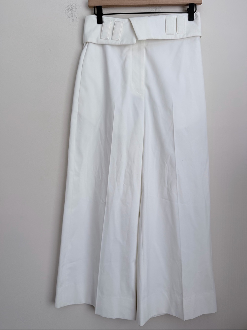 Proenza schouler wide leg pants cream fold-over waist sz 2